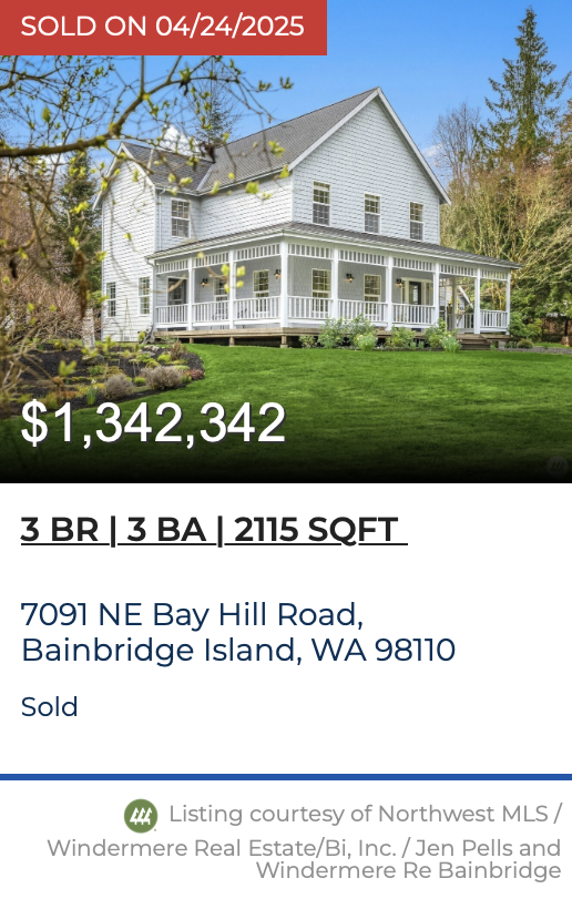 Bay Hill Road Sold by Jen Pells Windermere Bainbridge